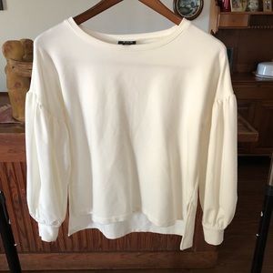 White Balloon-Sleeve Sweater